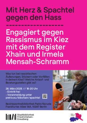 Flyer der Veranstaltung "Mit Herz und Spachtel gegen den Hass"